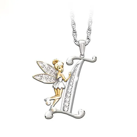 Lovely Crystal 26 letters Flower Fairy Necklaces