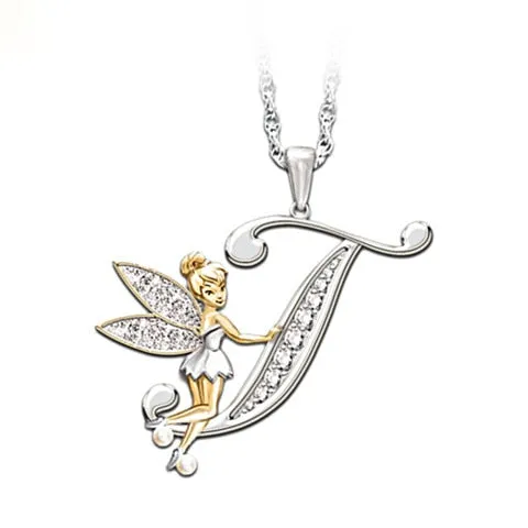 Lovely Crystal 26 letters Flower Fairy Necklaces