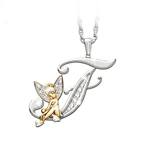 Lovely Crystal 26 letters Flower Fairy Necklaces