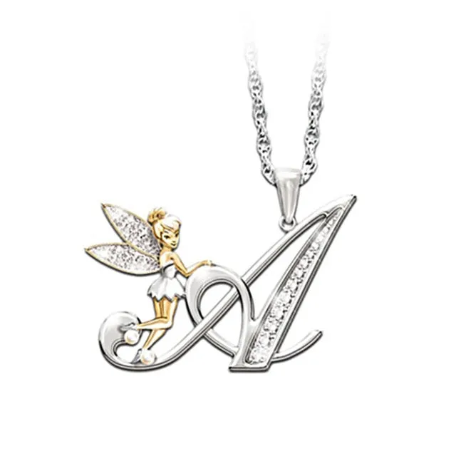 Lovely Crystal 26 letters Flower Fairy Necklaces