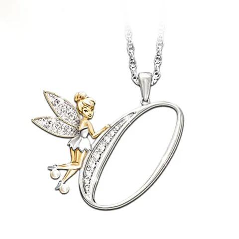 Lovely Crystal 26 letters Flower Fairy Necklaces