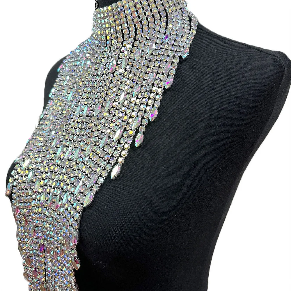 Luxurious Full SS28 5mm Rhinestone Huge Size Drag Queen Necklace
