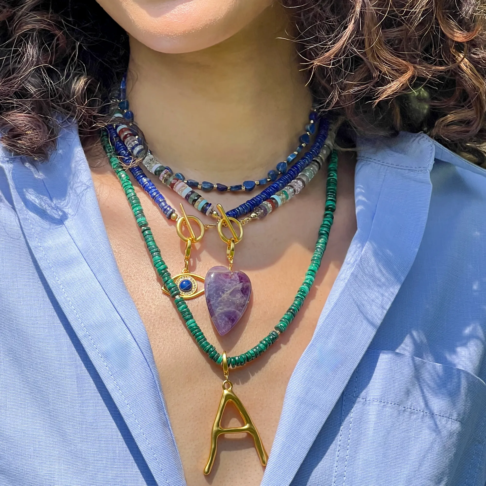Malachite Heishi Beaded Necklace