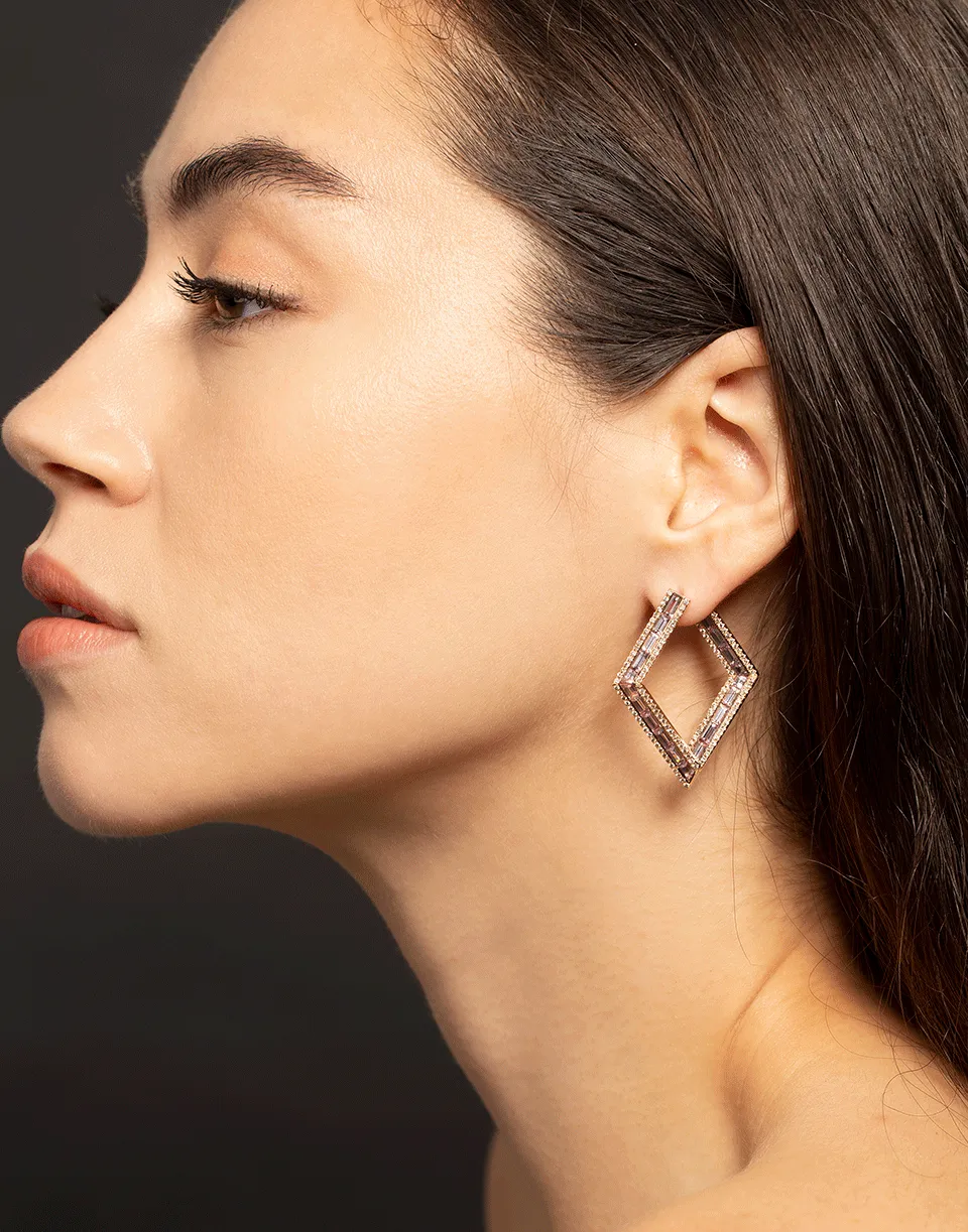 Malaya Garnet Geometric Hoop Earrings