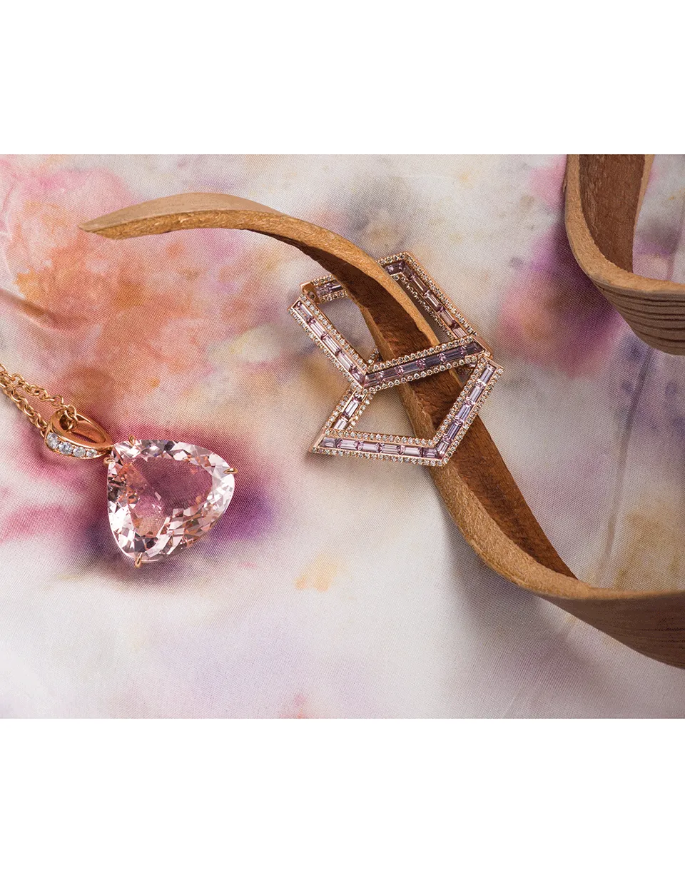 Malaya Garnet Geometric Hoop Earrings