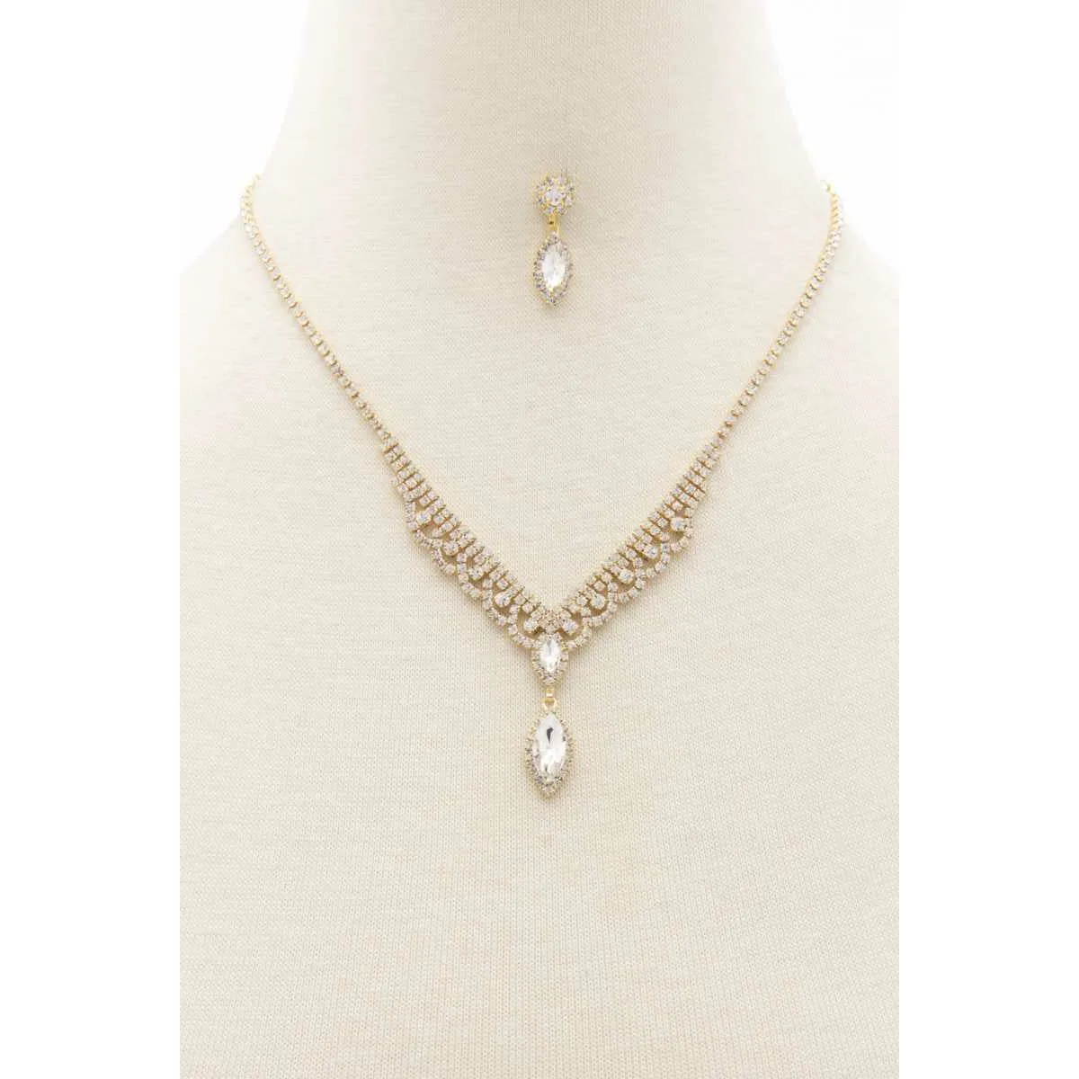 Marquise Shape Rhinestone Necklace