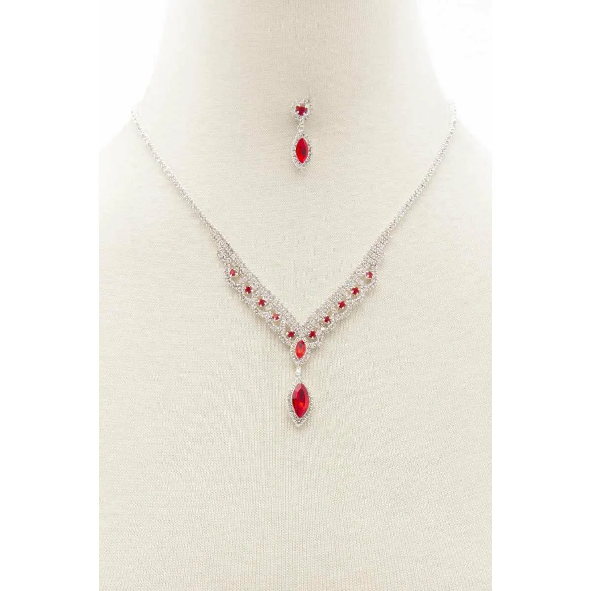Marquise Shape Rhinestone Necklace