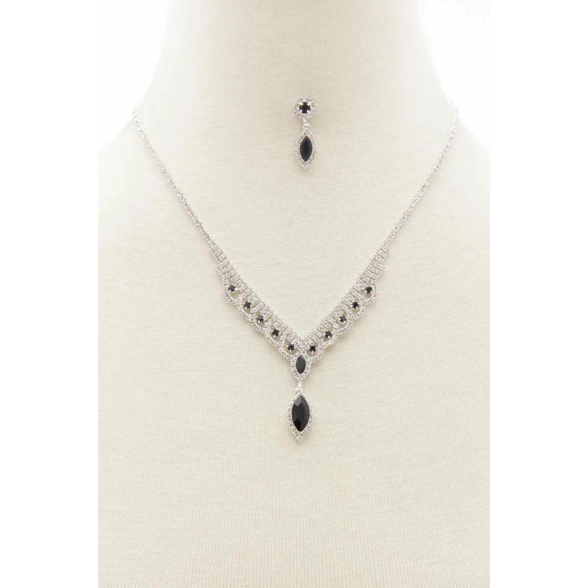 Marquise Shape Rhinestone Necklace