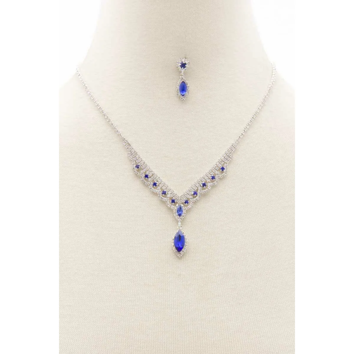Marquise Shape Rhinestone Necklace
