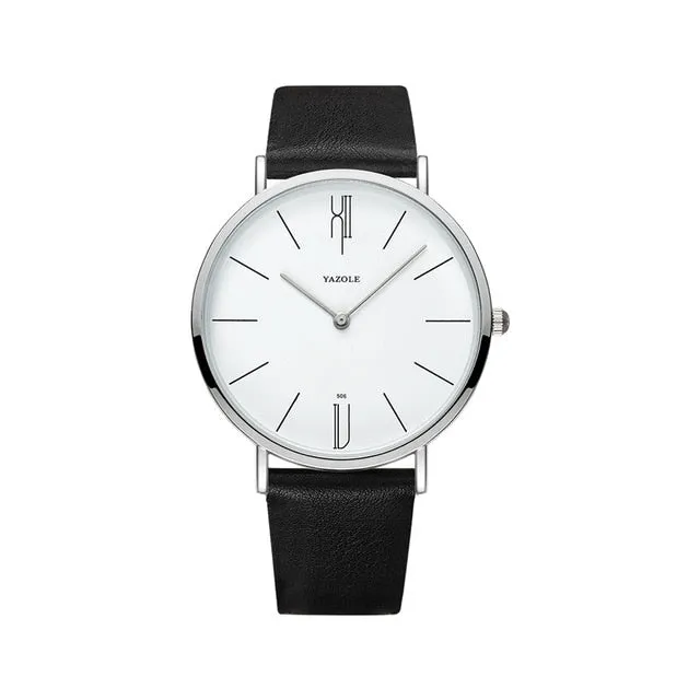 Men Waterproof Ultra Thin Quartz Watch For Men Fashion Simple Black Men Watch