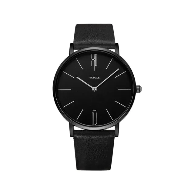 Men Waterproof Ultra Thin Quartz Watch For Men Fashion Simple Black Men Watch