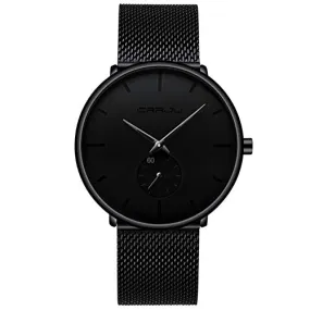 Mens Watches Ultra-Thin Minimalist Waterproof-Fashion Wrist Watch for Men Unisex Dress with Stainless Steel Mesh Band-Black Hands