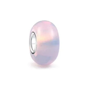 Milky Pink Opaque Murano Glass Charm Bead with Sterling Silver Core for Bracelets