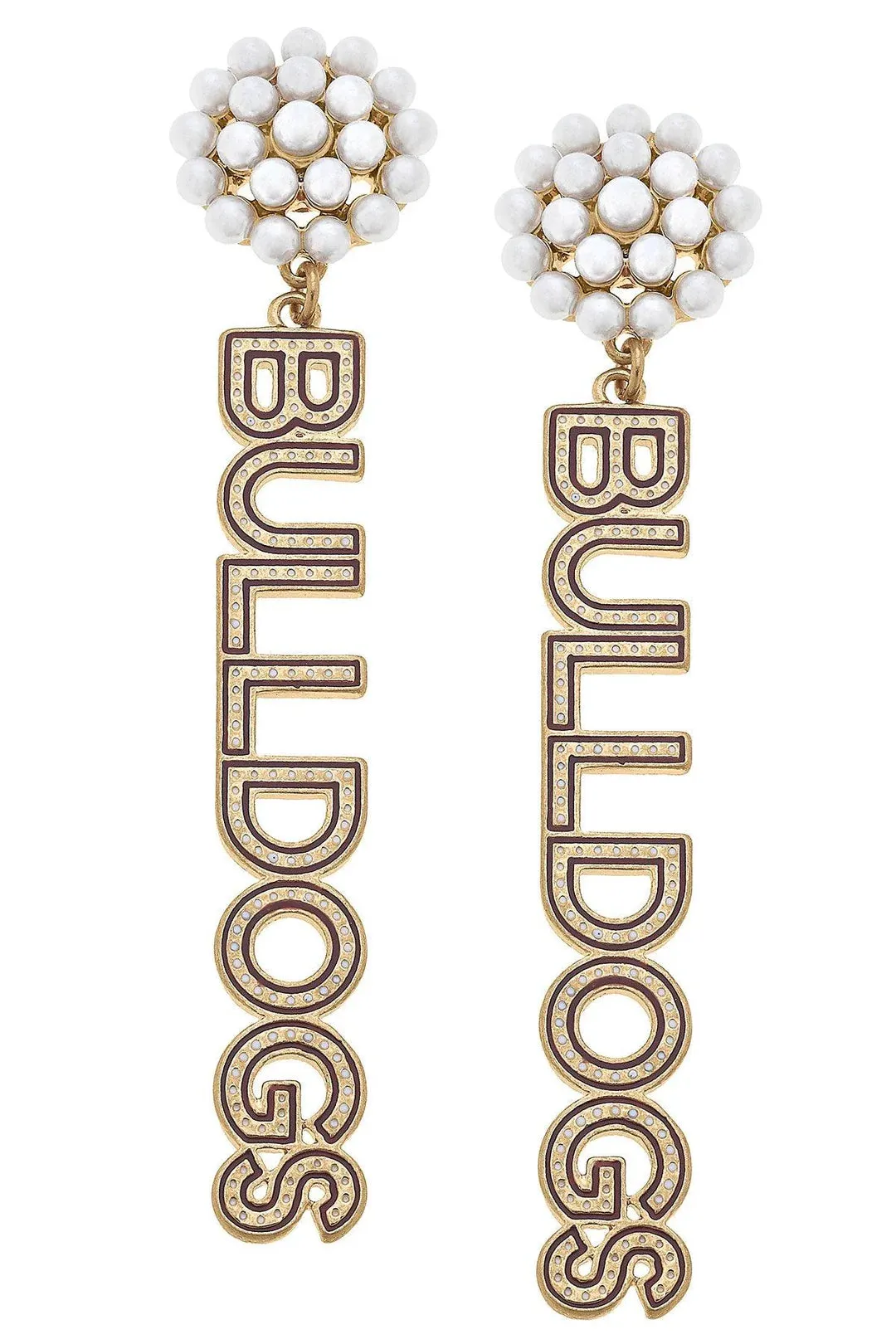 Mississippi State Bulldogs Pearl Cluster Dotted Enamel Drop Earrings