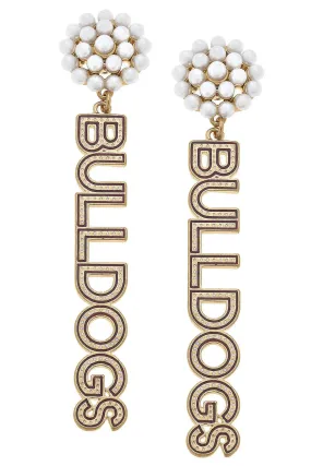 Mississippi State Bulldogs Pearl Cluster Dotted Enamel Drop Earrings