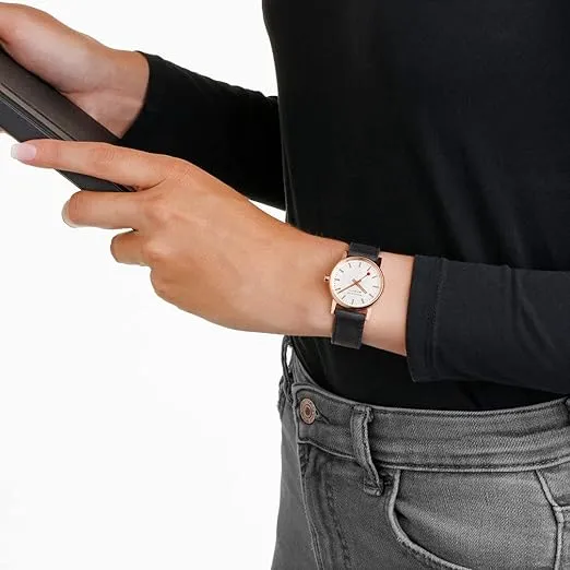 Mondaine Evo2 40mm Rose Gold Case -Black Leather Watch MSE.40112.LB