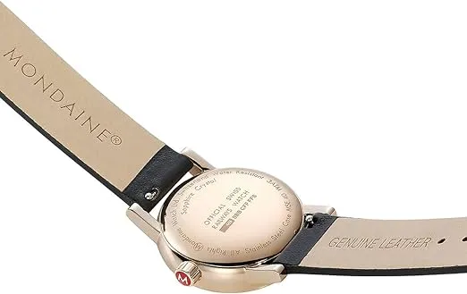 Mondaine Evo2 40mm Rose Gold Case -Black Leather Watch MSE.40112.LB