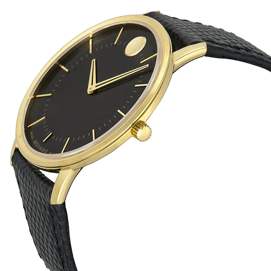 Movado Black Dial Black Leather Men's Watch 0606847