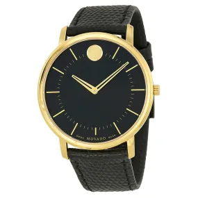 Movado Black Dial Black Leather Men's Watch 0606847
