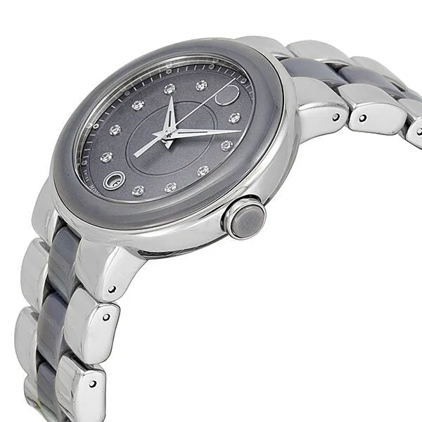 Movado Cerena Lilac Dial Lilac Ceramic and Stainless Steel Ladies Watch 0606554