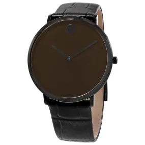 Movado Modern 47 Ultra Slim Quartz Chocolate Museum Dial Men's Watch 0607335