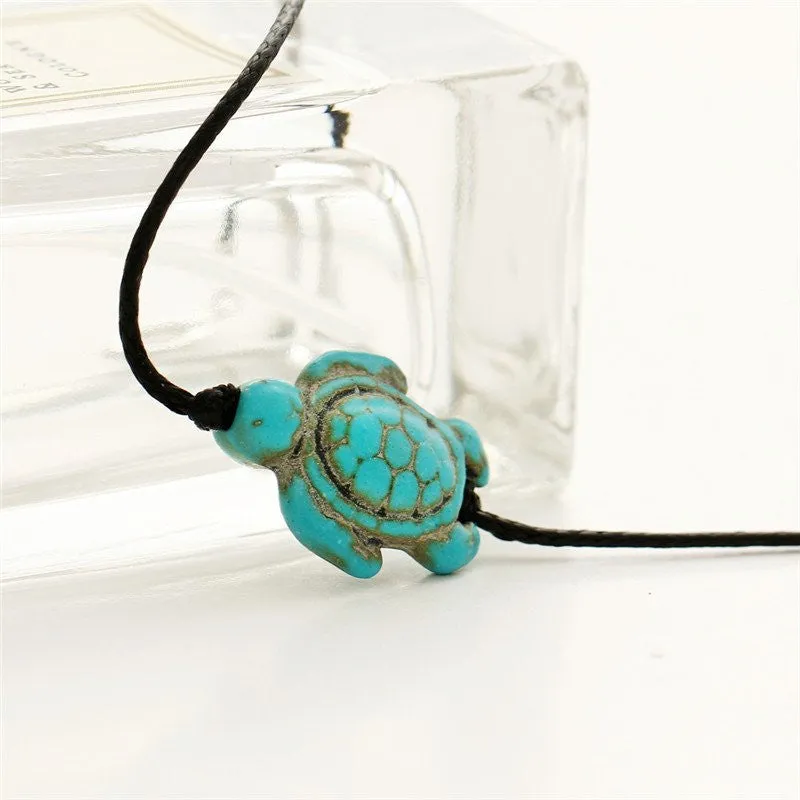 Organic Cotton Hand Made Turquoise Turtle Friends Anklet