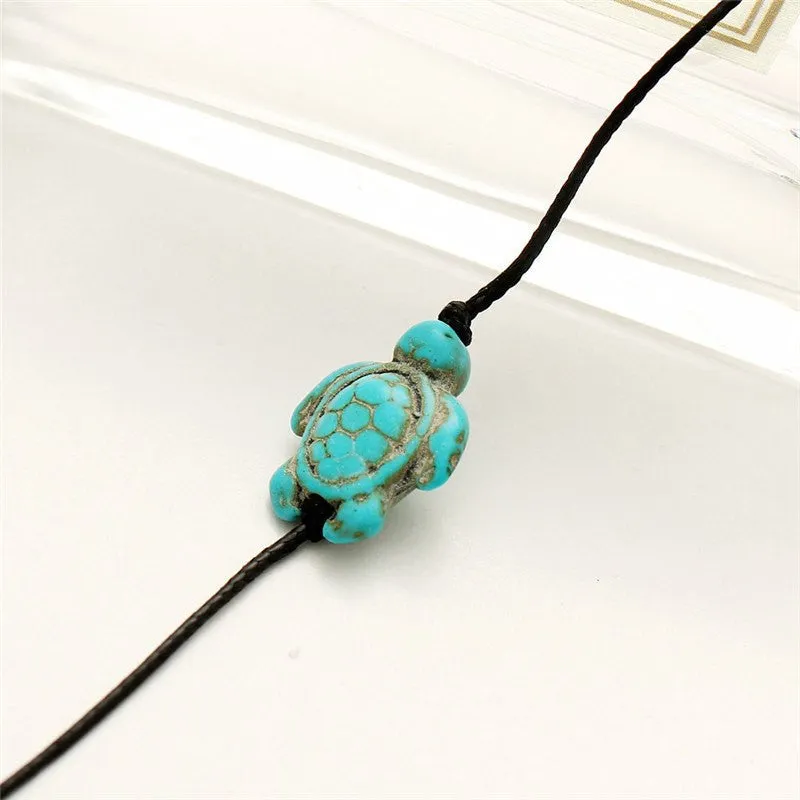 Organic Cotton Hand Made Turquoise Turtle Friends Anklet