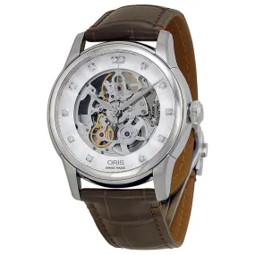 Oris Artelier Skeleton Dial Black Leather Diamond Men's Watch 01 734 7670 4019-07 5 21 70FC 01 734 7670 4019-07 1 21 73FC