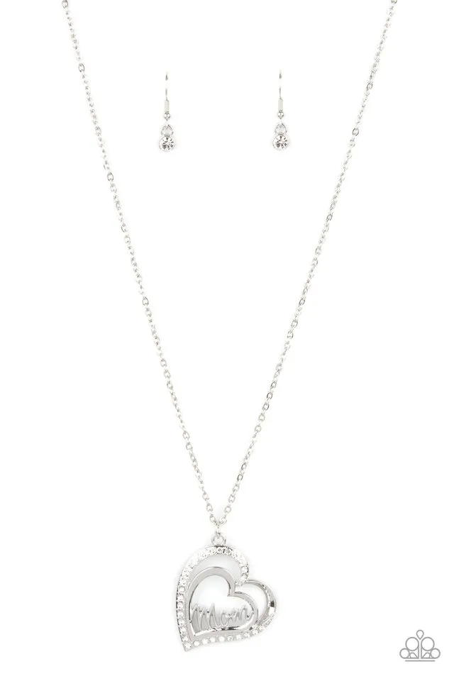 Paparazzi Necklace ~ A Mothers Heart - White