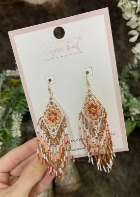 Peachy Coral Beaded Earrings