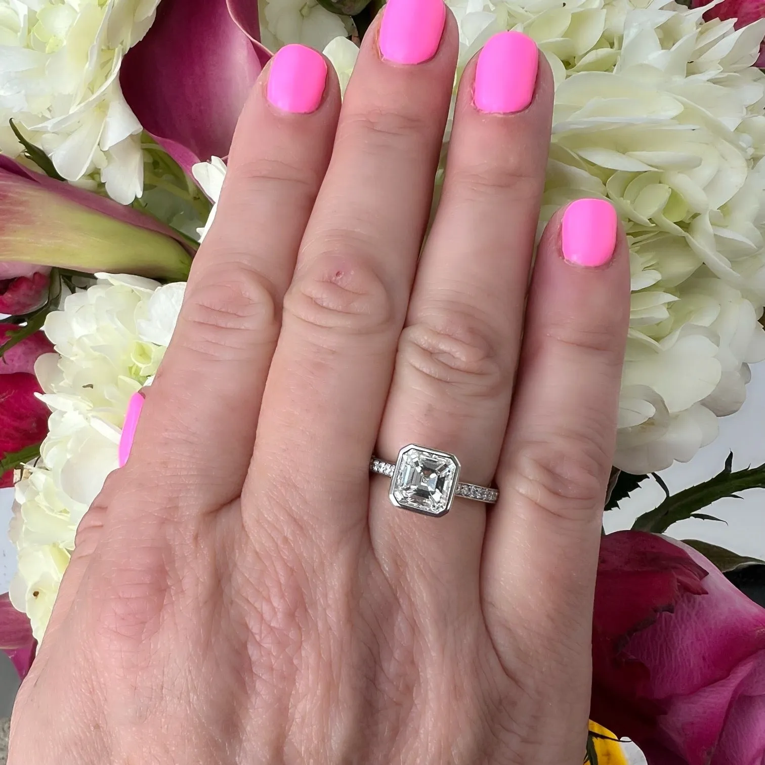 Phenomenal 2.14ct Asscher Cut Platinum Diamond Ring