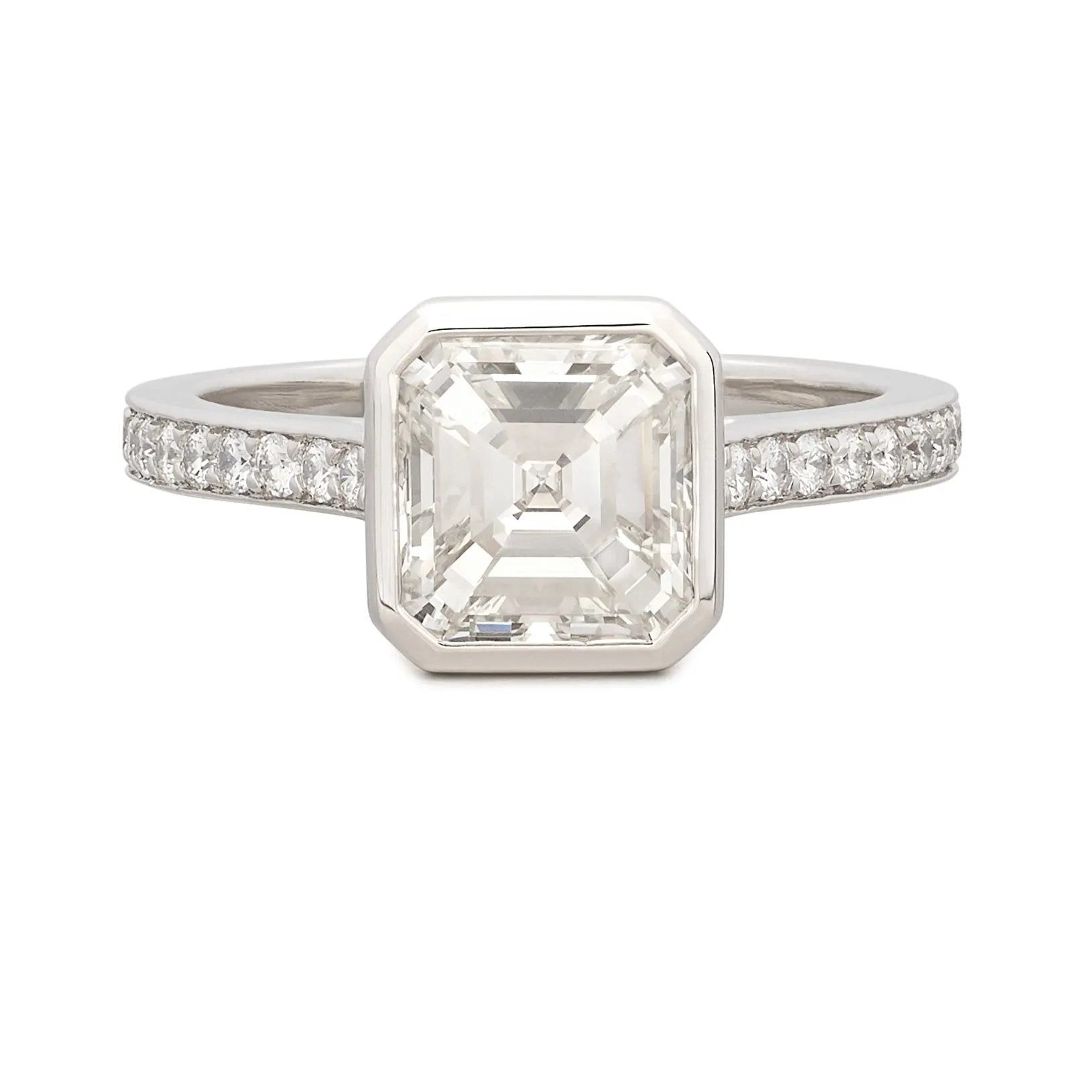 Phenomenal 2.14ct Asscher Cut Platinum Diamond Ring