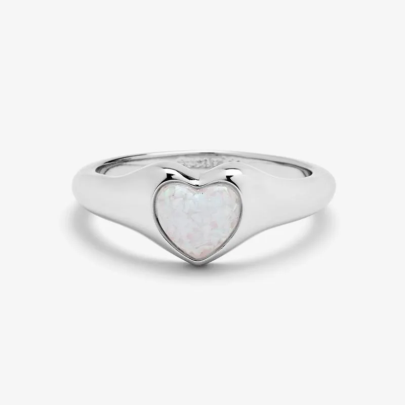 Pura Vida Stone Heart Signet Ring in SIlver