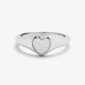 Pura Vida Stone Heart Signet Ring in SIlver