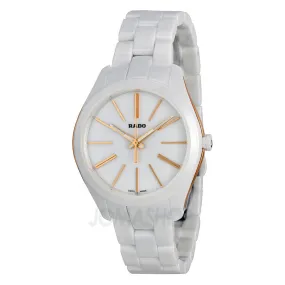 Rado HyperChrome White Dial Stainless Steel and Ceramic Case Ceramic Bracelet Ladies Watch R32323012