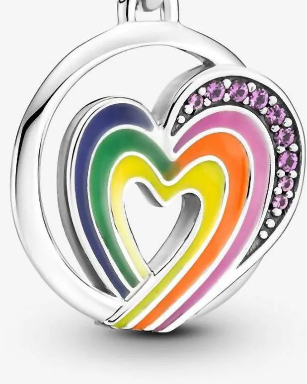 Rainbow Heart Of Freedom Medallion Charm in Multicolor | Multicolor