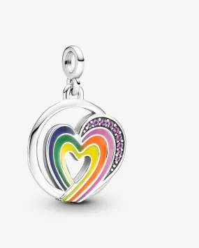 Rainbow Heart Of Freedom Medallion Charm in Multicolor | Multicolor