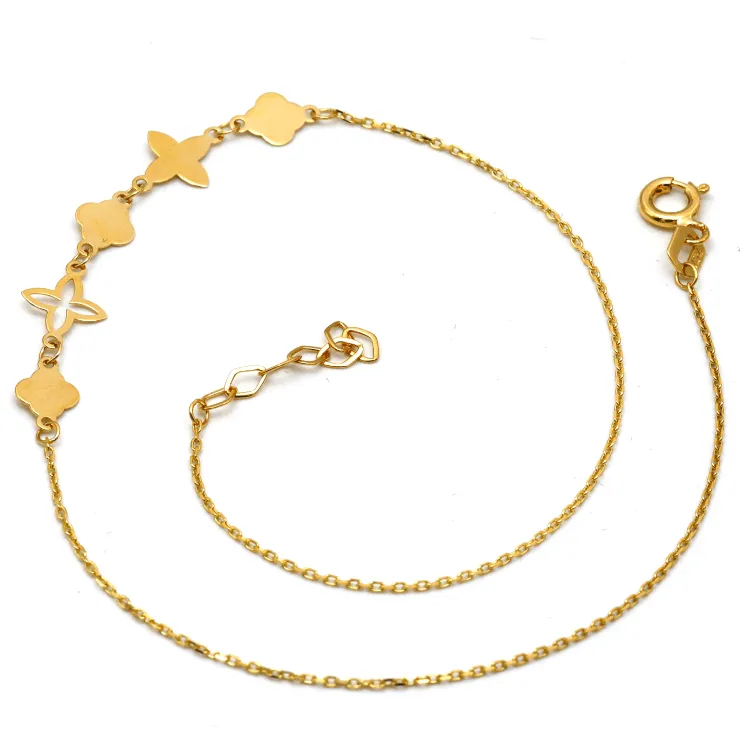 Real Gold Flower Anklet 0132 A1039