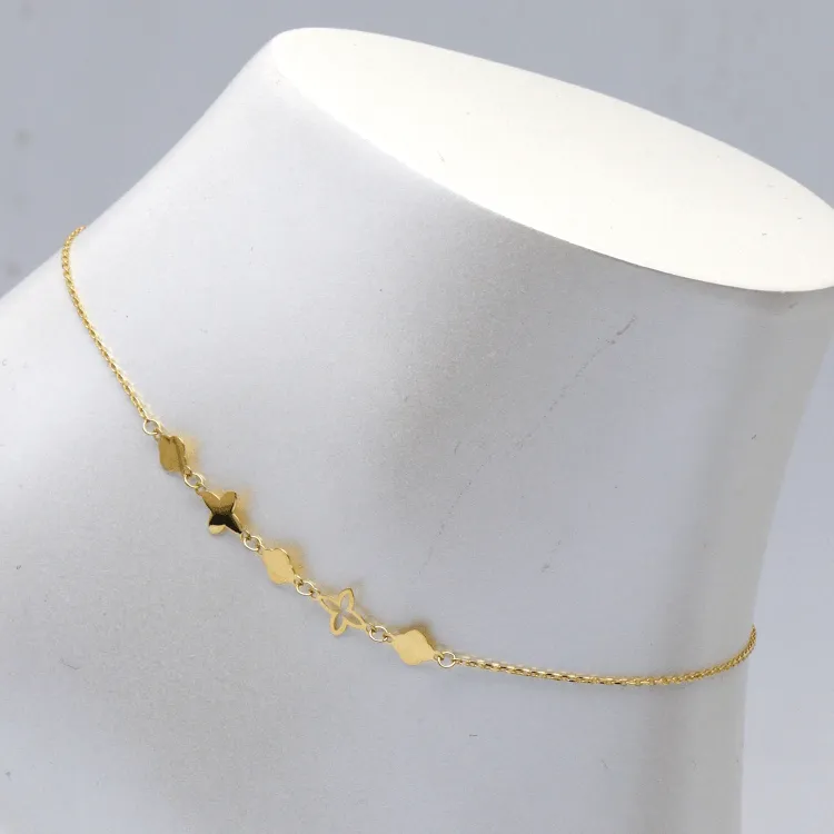 Real Gold Flower Anklet 0132 A1039