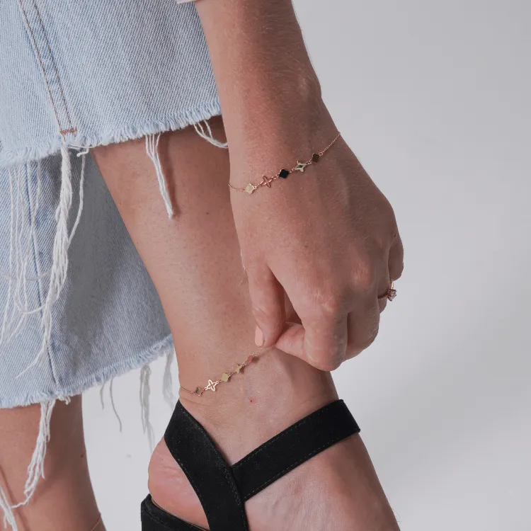Real Gold Flower Anklet 0132 A1039