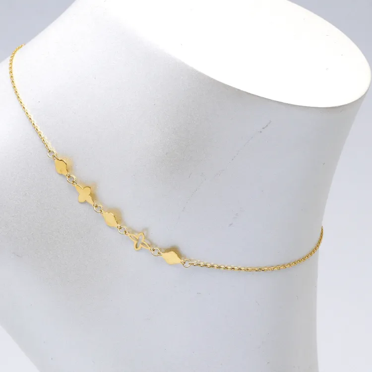Real Gold Flower Anklet 0132 A1039