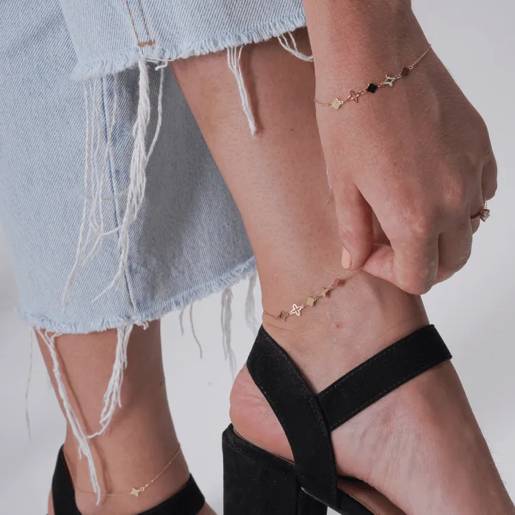 Real Gold Flower Anklet 0132 A1039