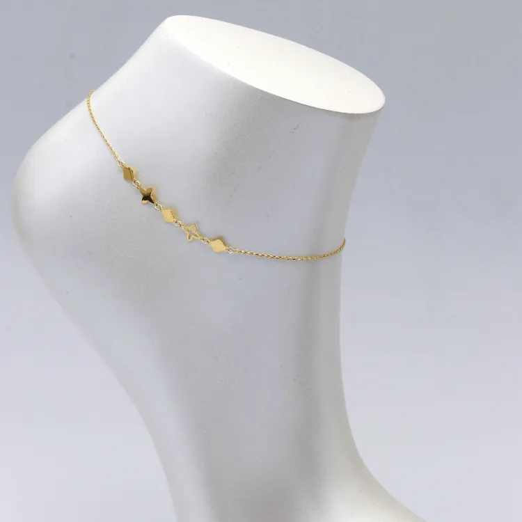 Real Gold Flower Anklet 0132 A1039