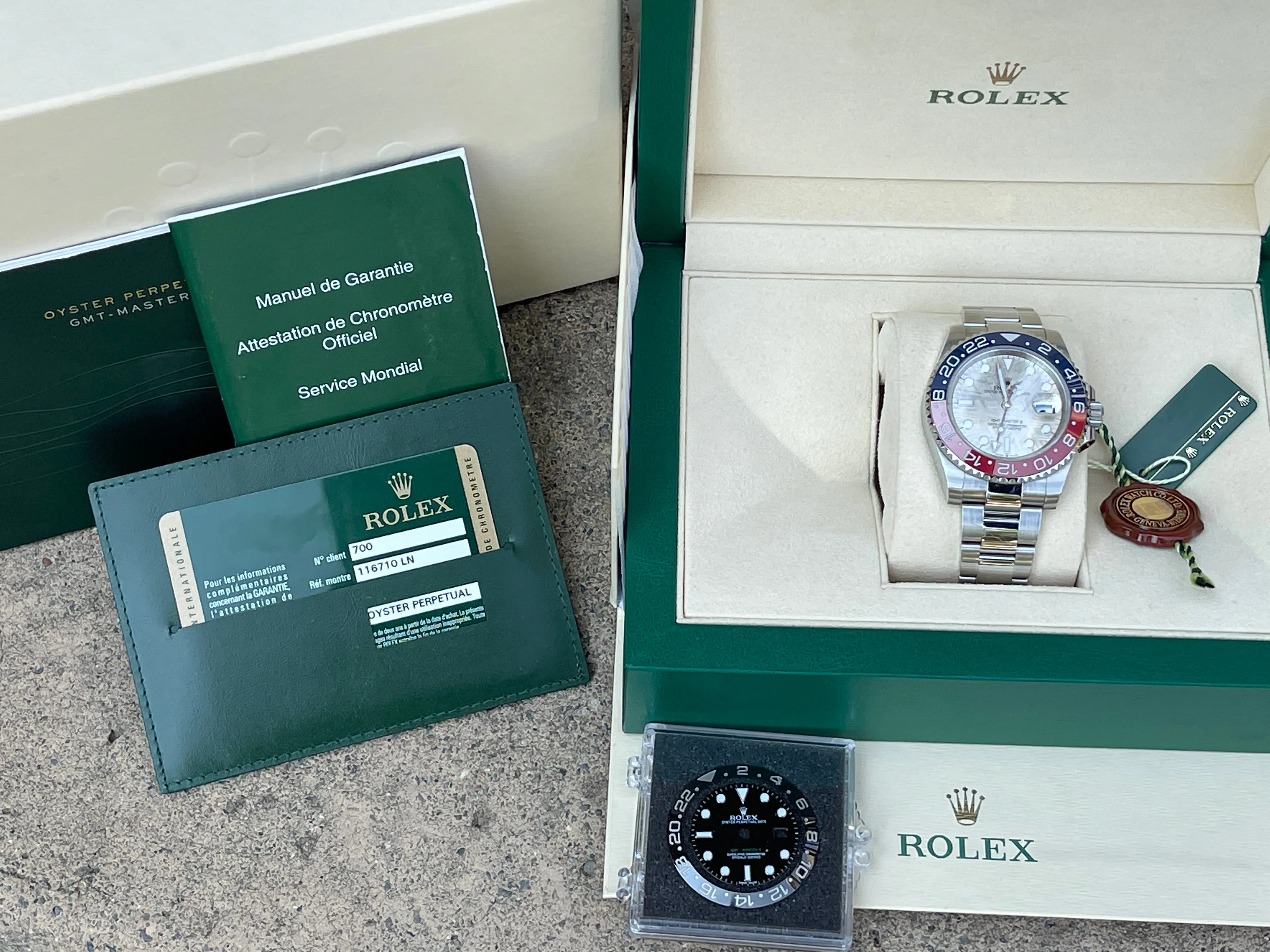 Rolex GMT-Master II 40mm Mens Watch Stainless Steel Watch Custom “Pepsi” 116719BLRO MT Factory Clone Ceramic Bezel Insert Refinished Meteorite Dial