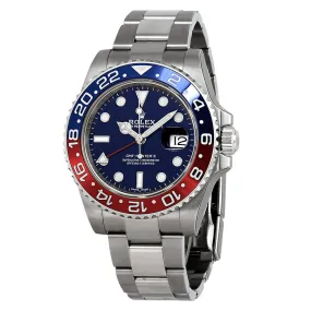 Rolex GMT-Master II Blue Dial Automatic Men's 18kt White Gold Oyster Pepsi Bezel Men Watch 116719BLSO