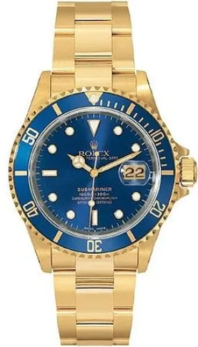 Rolex Submariner Champagne Dial 18K Yellow Gold Oyster Bracelet Quartz Men's Watch 16618CDO