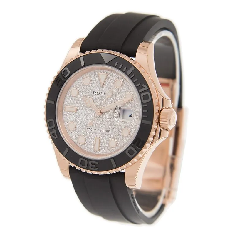 Rolex Yacht-Master Diamond Pave Dial Automatic Men's Rubber Watch 116655DSR