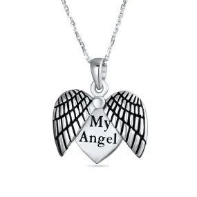 Saying MY ANGEL Heart Locket Necklace Pendant for Daughter in Sterling Silver