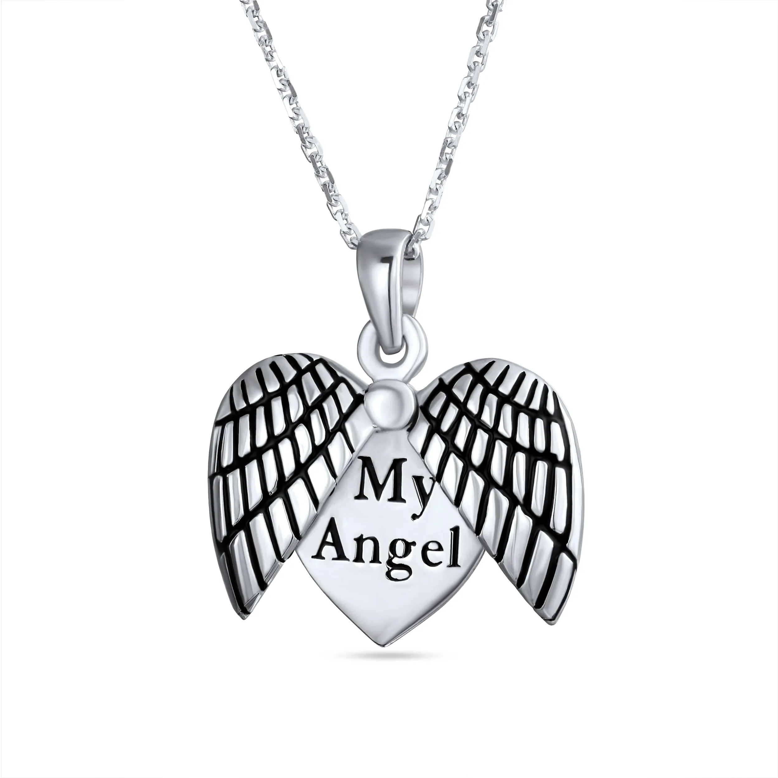 Saying MY ANGEL Heart Locket Necklace Pendant for Daughter in Sterling Silver