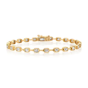 Segmented Bezel Set Emerald Cut Diamond Bracelet